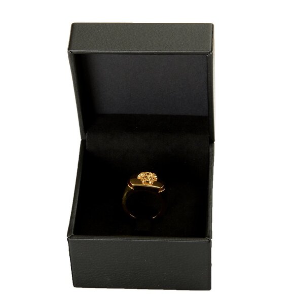 Versace Gold Color Metal Medusa Head Statement Ring Sz 15 - Picture 4 of 5